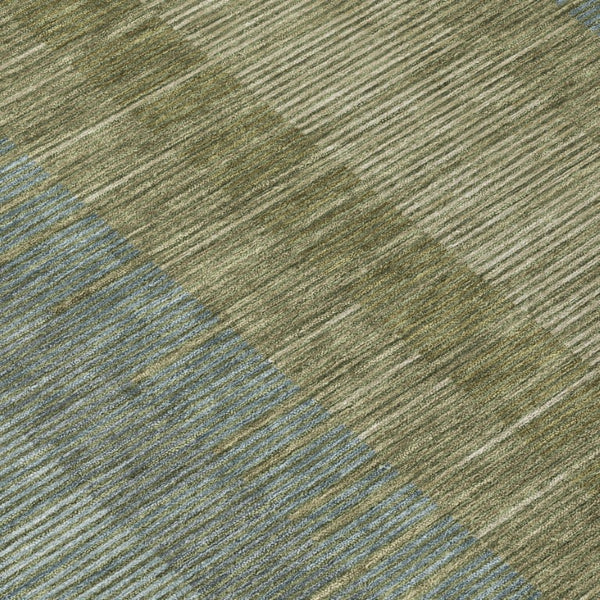 5 X 8 Olive Striped Washable Polyester Area Rug for Indoor Outdoor Living Spaces