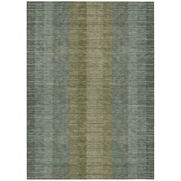 HomeRoots 9 X 12 Olive Striped Polyester Area Rug Washable Stain Resistant Indoor Outdoor 742929