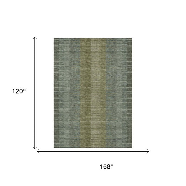 10 X 14 Striped Polyester Area Rug Washable Indoor Outdoor for Patio or Living Room