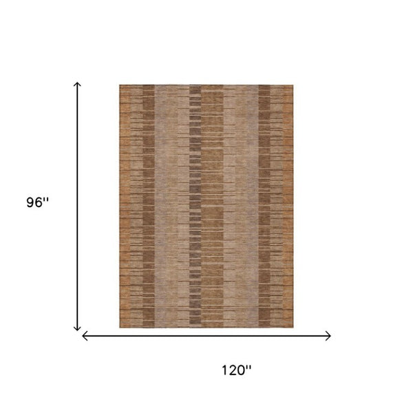 8 X 10 Striped Polyester Indoor Outdoor Area Rug Washable Stain Resistant Patio