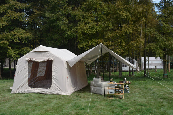 English Elm 9.8x13ft Inflatable Glamping Tent with Canopy Waterproof Air Beam Easy Setup 4 Person W640P244861
