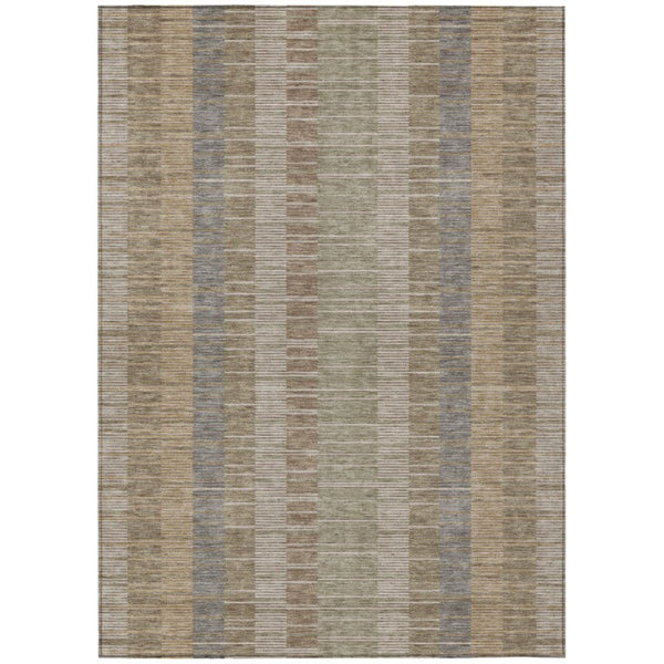 HomeRoots 8 Ft X 10 Ft Striped Polyester Indoor Outdoor Rug Stain Resistant for Patio 742940