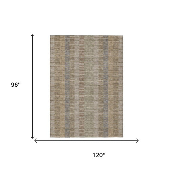 8 Ft X 10 Ft Striped Polyester Indoor Outdoor Rug Stain Resistant for Patio