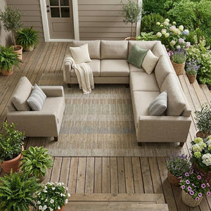 9 X 12 Striped Polyester Indoor Outdoor Rug Stain Resistant for Patio or Living Room