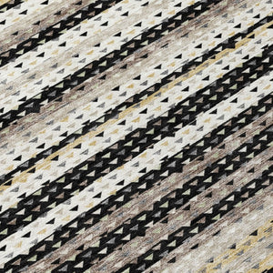 8 Ft X 10 Ft Striped Polyester Area Rug Washable Stain Resistant for Patio