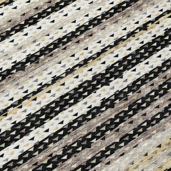8 Ft X 10 Ft Striped Polyester Area Rug Washable Stain Resistant for Patio