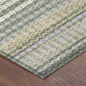 8 Foot Round Striped Polyester Area Rug Washable and Stain Resistant for Outdoor Use