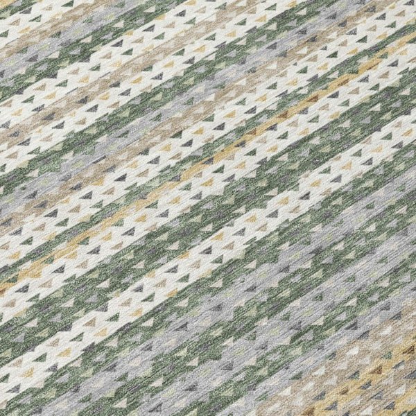 8 Foot Round Striped Polyester Area Rug Washable and Stain Resistant for Outdoor Use