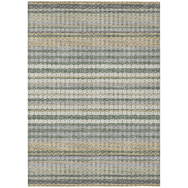HomeRoots 10 X 14 Striped Polyester Area Rug Washable for Indoor Outdoor Patios and Living Rooms 742990