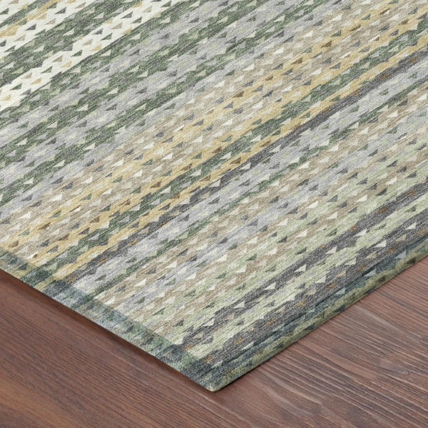 10 X 14 Striped Polyester Area Rug Washable for Indoor Outdoor Patios and Living Rooms