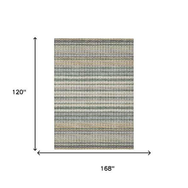 10 X 14 Striped Polyester Area Rug Washable for Indoor Outdoor Patios and Living Rooms