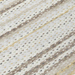5x8 Ivory Beige Stripe Polyester Area Rug Washable Stain Resistant for Patio
