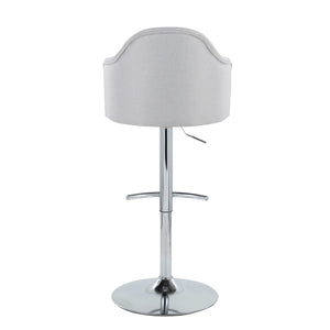 English Elm Ahoy Adjustable Barstool Set Of 2: Modern Chrome & Light Grey Fabric Stools With Swivel Comfort B202S00736