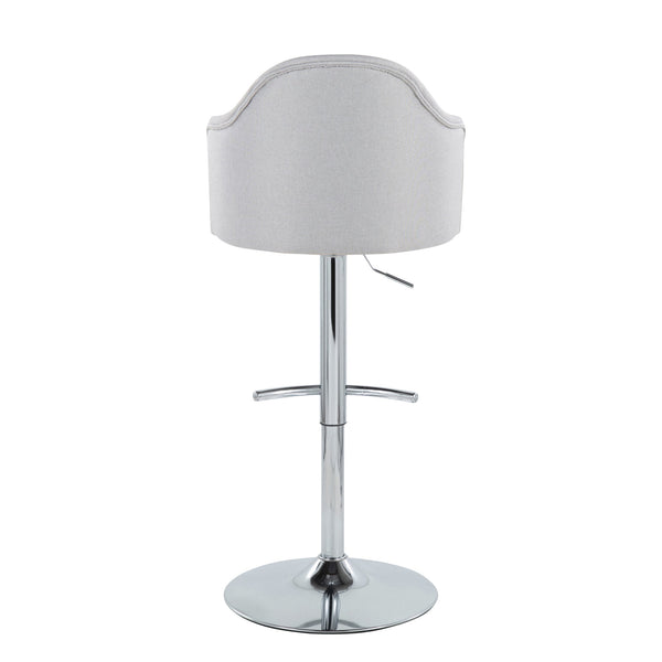 English Elm Ahoy Adjustable Barstool Set Of 2: Modern Chrome & Light Grey Fabric Stools With Swivel Comfort B202S00736