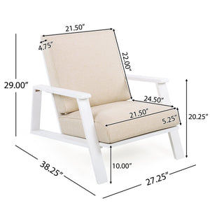 English Elm Christopher Knight Home® - Patio Lounge Chair: Weather-Resistant Beige Cushion & Durable White Acacia Wood For Ultimate Comfort N779P291591W