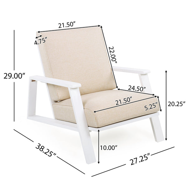 English Elm Christopher Knight Home® - Patio Lounge Chair Set Of 2 - Stylish White Acacia Wood Frame & Weather-Resistant Beige Cushions N779P291591W-2