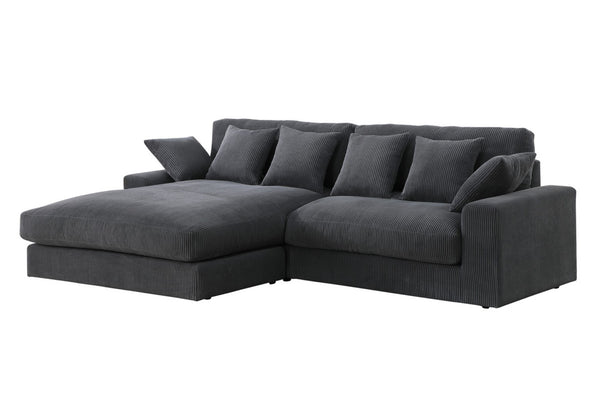 English Elm Astra Reversible Corduroy Sectional Sofa with Chaise Six Pillows Living Room B2749S00233