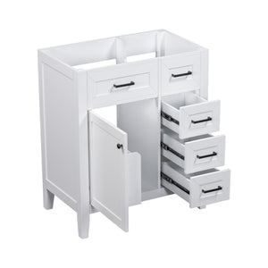 English Elm 30" Modern Bathroom Vanity Cabinet Base with 3 Drawers, Solid Frame MDF, Undermount Ready, 200lb Capacity White WF321000AAK
