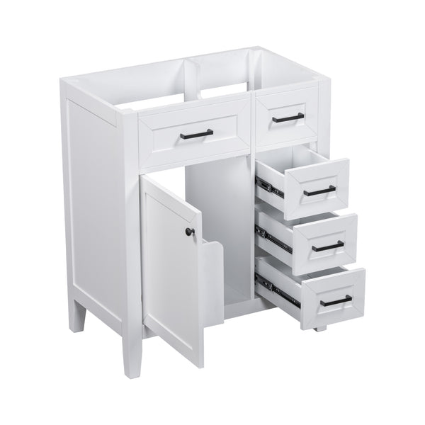 English Elm 30" Modern Bathroom Vanity Cabinet Base with 3 Drawers, Solid Frame MDF, Undermount Ready, 200lb Capacity White WF321000AAK
