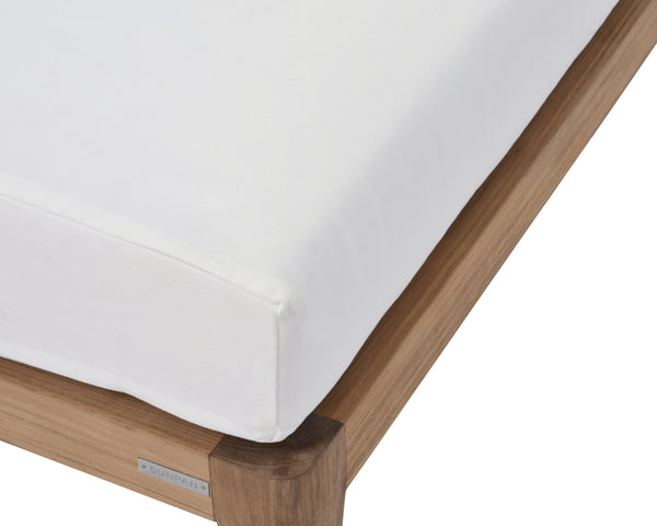 Sunpan Ibiza 2 Seater Sofa - Modern Outdoor Lounge with Durable Teak Frame, Eco-Friendly Fabric & Comfort Natural / Stinson White