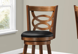 English Elm Bar Stools Set Of 2 - Swivel, Bar Height, Dark Oak Frame & Black Leather Look For Modern Spaces B2710P218859