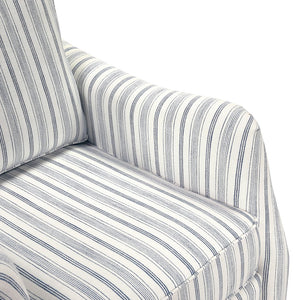English Elm Elegance Striped Swivel Chair with Reversible Cushions, Foam-Pocket Coil Comfort & 360° Metal Base B011P379431