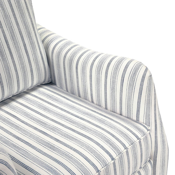 English Elm Elegance Striped Swivel Chair with Reversible Cushions, Foam-Pocket Coil Comfort & 360° Metal Base B011P379431