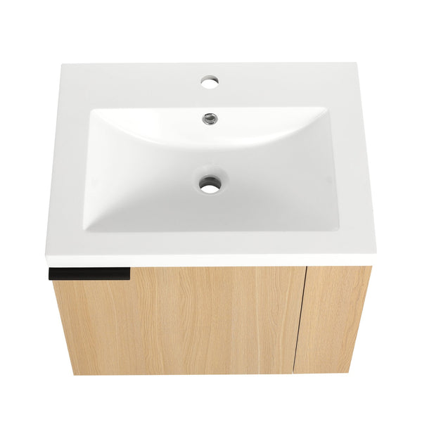 English Elm 24" Bathroom Vanity Sink Combo - Modern Oak Cabinet Set With Ample Storage & Soft-Close Doors W1972P204941
