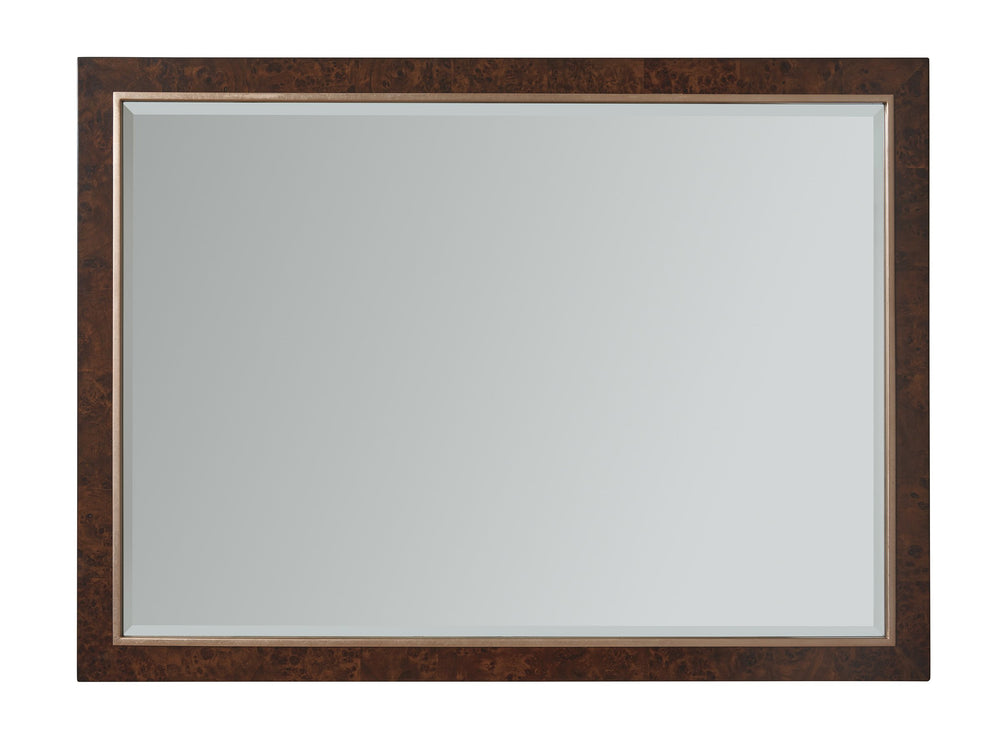 Lexington Barnett Walnut Burl Rectangular Wall Mirror with Rose Gold Frame for Any Room 743-205