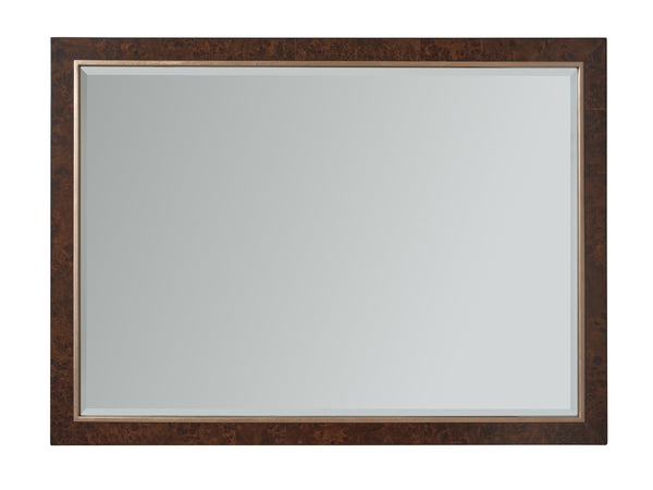 Lexington Barnett Walnut Burl Rectangular Wall Mirror with Rose Gold Frame for Any Room 743-205
