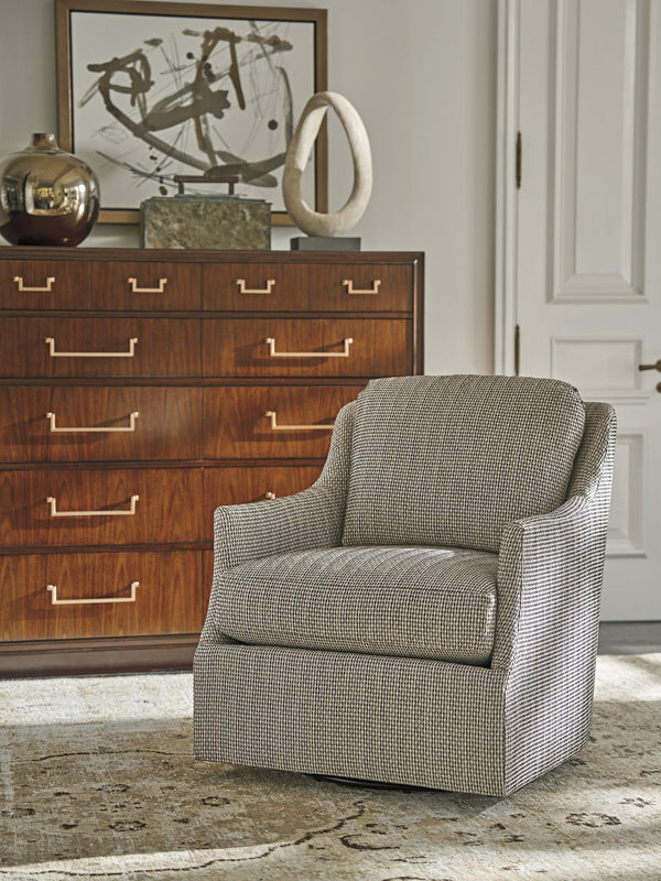 Lexington Ascot Ten Drawer Gentleman Chest in Walnut Veneer with Rose Gold Hardware 743-329
