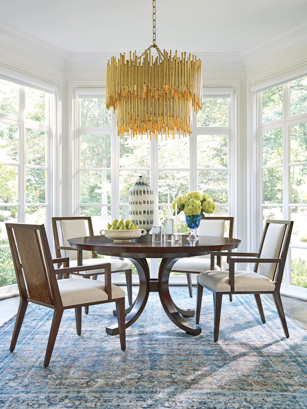 Lexington Boswell Splat Back Dining Chair Walnut Burl Veneer Sable Finish Rose Gold Accents 743-880-01