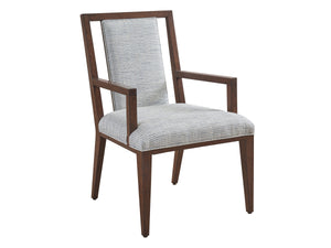 Lexington Boswell Splat Back Walnut Veneer Arm Chair with Rose Gold Accents for Dining Rooms 743-881-60