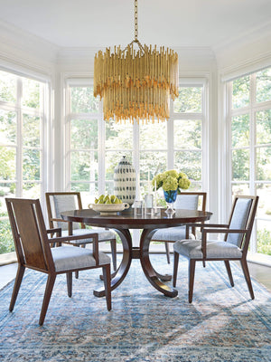 Lexington Boswell Splat Back Walnut Veneer Arm Chair with Rose Gold Accents for Dining Rooms 743-881-60