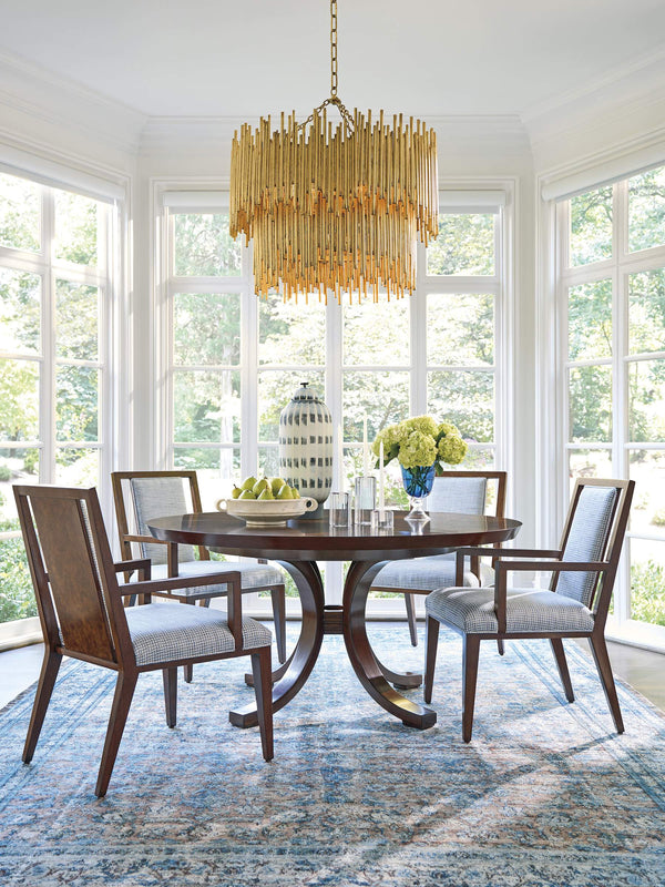 Lexington Boswell Splat Back Walnut Veneer Arm Chair with Rose Gold Accents for Dining Rooms 743-881-60