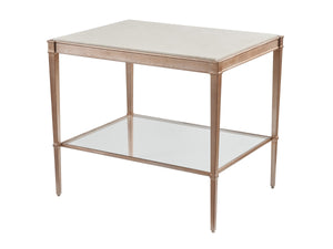 Lexington Bulgari Marble Top End Table with Rose Gold Legs and Walnut Veneer for Living Room 743-955C