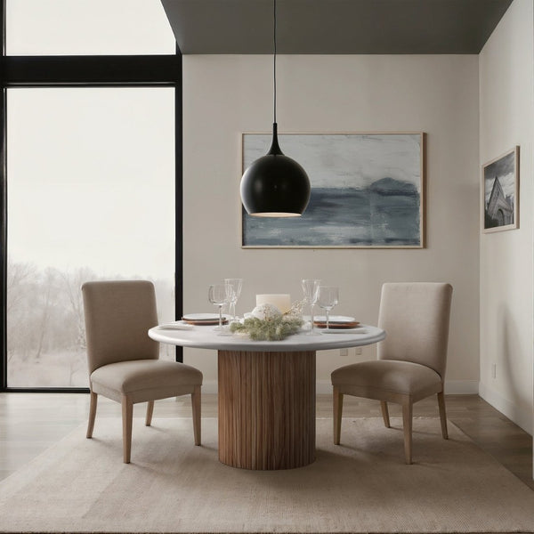 Meridian Furniture Sanremo Square Concrete Dining Table with Fluted Base for Indoor and Outdoor Use 743-T