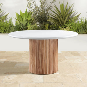 Meridian Furniture Sanremo Square Concrete Dining Table with Fluted Base for Indoor and Outdoor Use 743-T