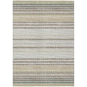 HomeRoots 8x10 Ivory Beige Stripe Polyester Area Rug Washable Stain Resistant Indoor Outdoor Use 743000