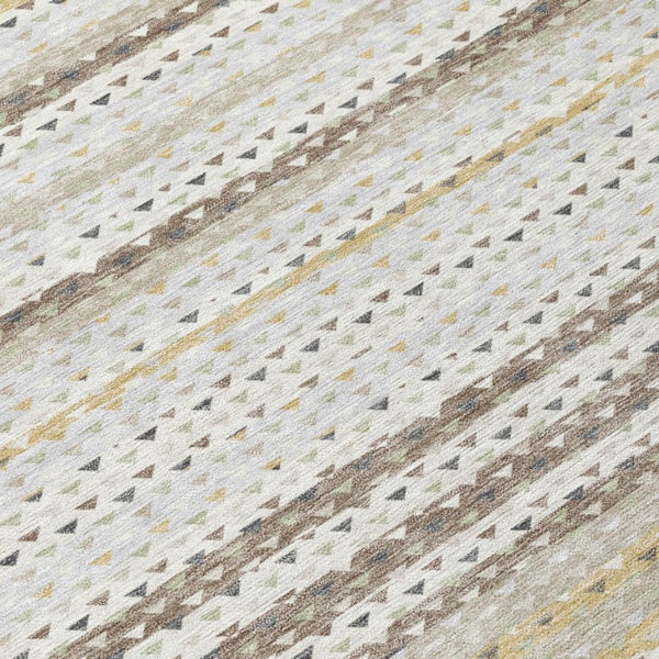 9x12 Washable Polyester Stripe Area Rug Stain Resistant for Patio Porch or Living Room