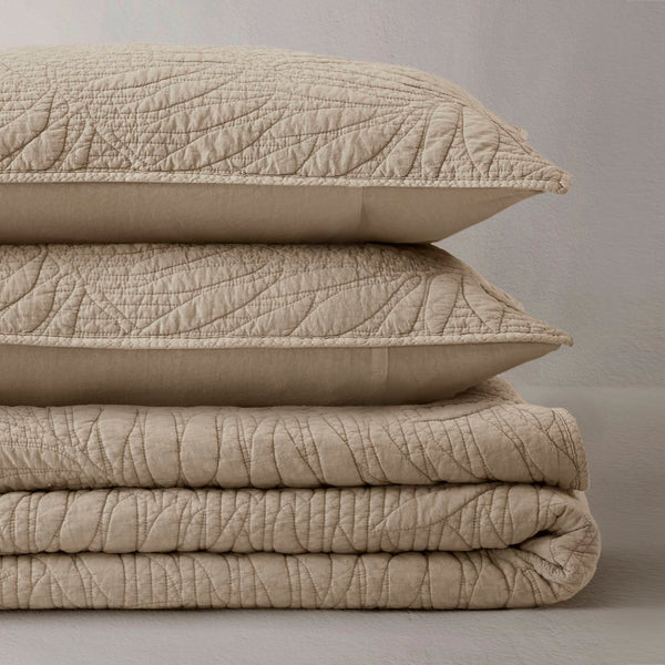 English Elm Full/queen Garment Washed Cotton Quilt Set Soft Neutral Farmhouse Bedroom Bedding Linen B035P496594