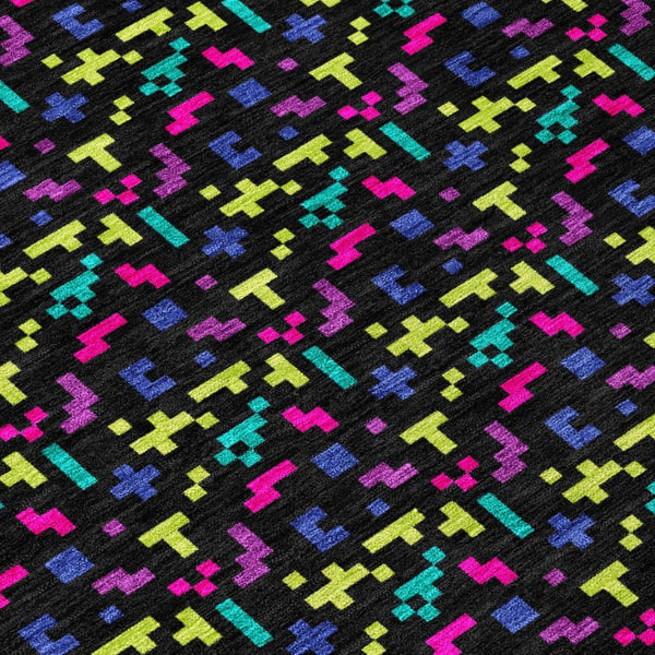 5x8 Abstract Teal Washable Polyester Area Rug for Indoor Outdoor Patios and Pets