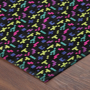 8x10 Abstract Teal Polyester Area Rug Stain Resistant for Indoor Outdoor Spaces