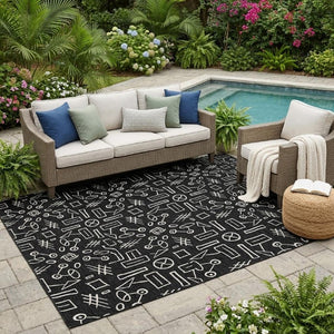 5 Ft X 8 Ft Geometric Polyester Area Rug Washable Stain Resistant Indoor Outdoor