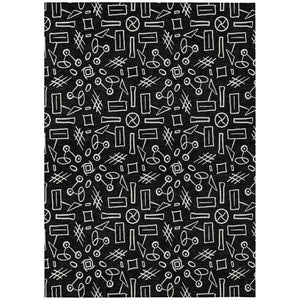 HomeRoots 5 Ft X 8 Ft Geometric Polyester Area Rug Washable Stain Resistant Indoor Outdoor 743028