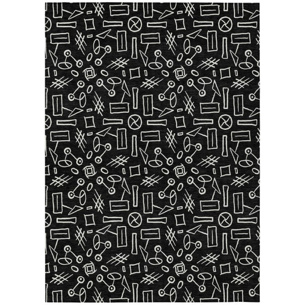 HomeRoots 5 Ft X 8 Ft Geometric Polyester Area Rug Washable Stain Resistant Indoor Outdoor 743028