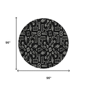 8 Foot Round Geometric Polyester Rug Washable Indoor Outdoor Stain Resistant Decor