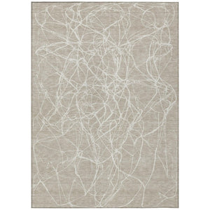HomeRoots 10 X 14 Abstract Polyester Area Rug Washable Beige Brown Indoor Outdoor Patio 743038