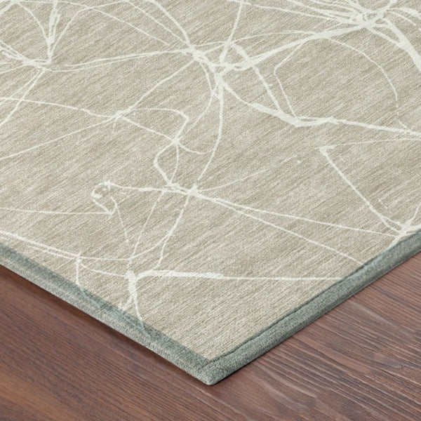 10 X 14 Abstract Polyester Area Rug Washable Beige Brown Indoor Outdoor Patio