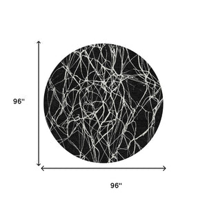 8 Foot Round Abstract Polyester Area Rug Washable for Patios Pets and High Traffic